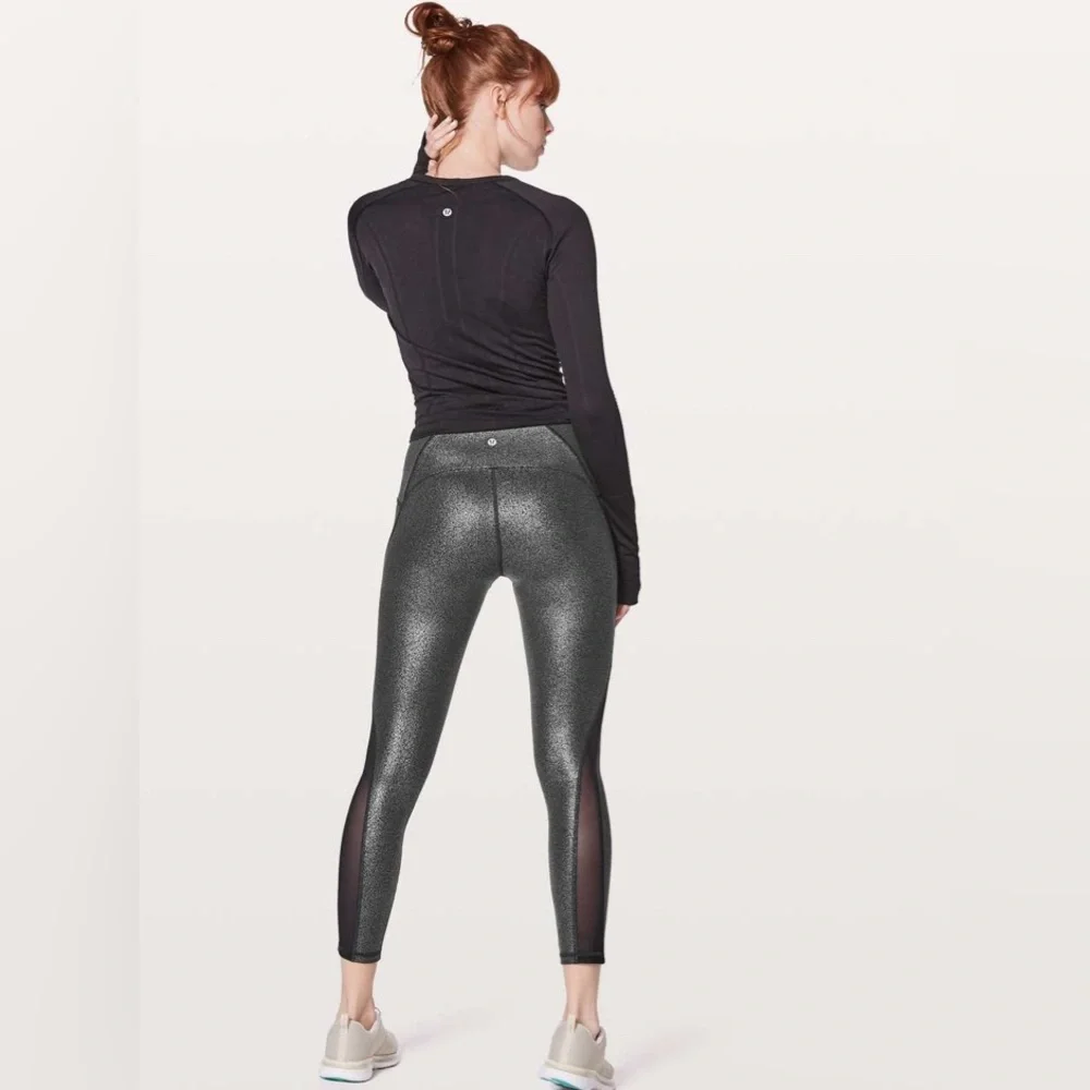 Lululemon Train Times 7/8 Pan: Luminosity Foil Print Black Silver / Black - Picture 3 of 11